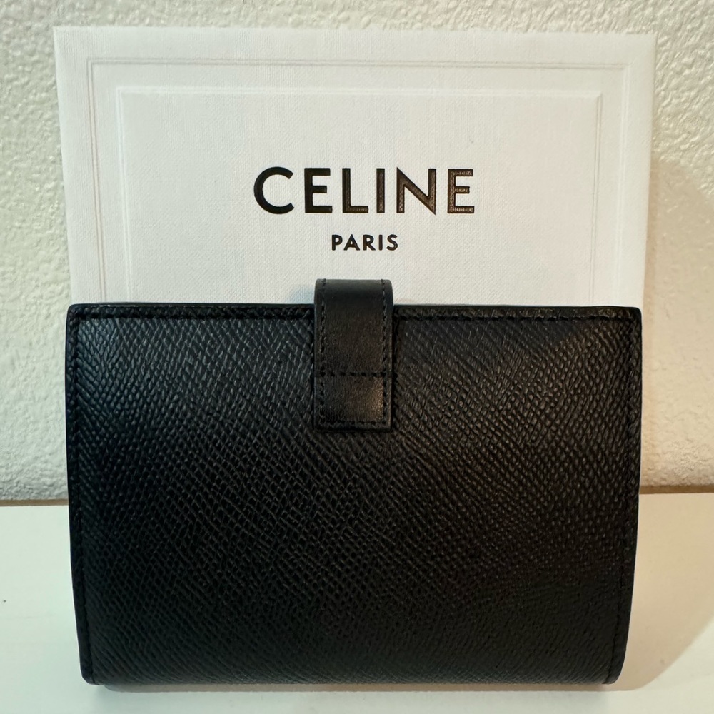 Celine Medium Strap Wallet Grained Calfskin